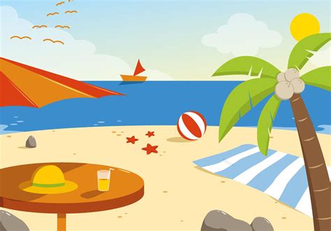 summer beach vector illustration beach cartoon beach illustration beach mural