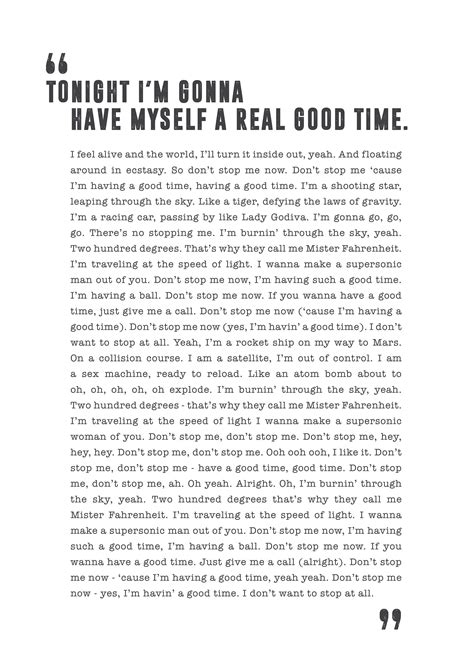 Don't Stop Me Now Queen Poster Song Lyrics Print - Etsy