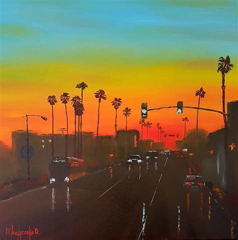 Our recent trip inspired us to create a mountain landscape. Sunset Silhouettes Painting by Olga Mihailicenko | Artmajeur