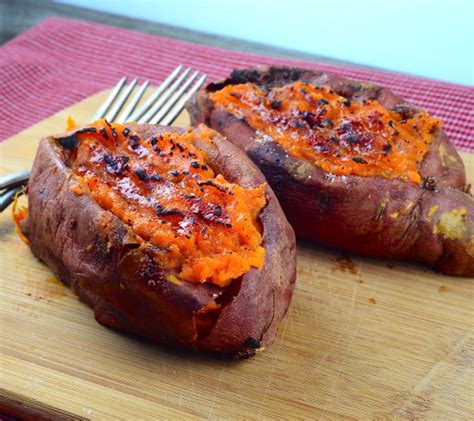 If you're hankering for a way to enhance the natural sugars, try drizzling the potatoes with maple syrup, or topping with brown sugar, cinnamon, and freshly grated orange zest. Twice Baked Sweet Potatoes The Neelys) Recipe - Food.com