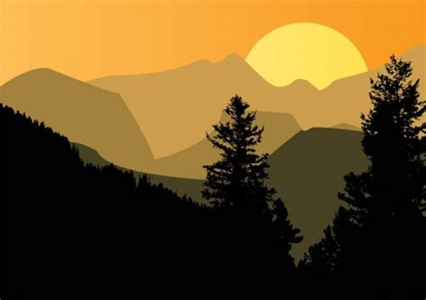 Mountain Silhouette Trees Vector Background - WeLoveSoLo