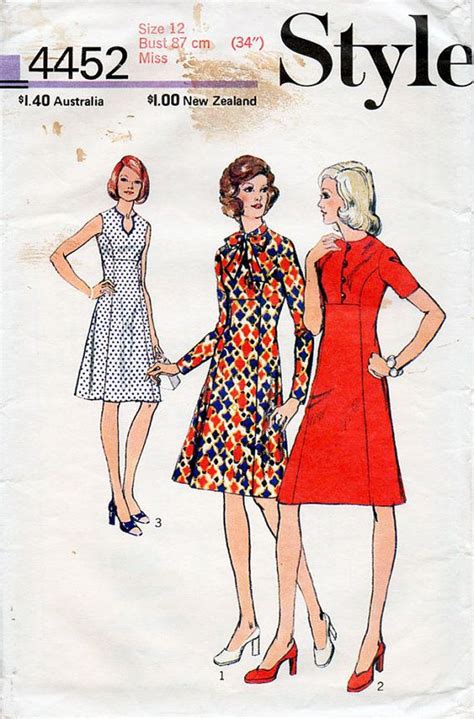 1970s Princess Line Dress Pattern Style 4452 Vintage Sewing Etsy