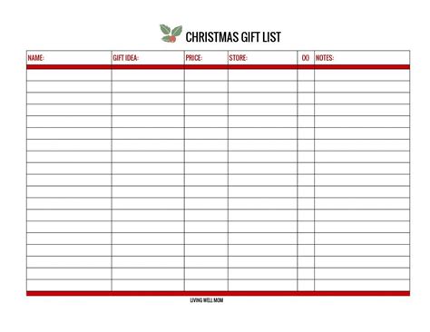 A few months ago, i attended a baby shower for one of my friends from church. Free Christmas Gift List (Printable and Online Versions)