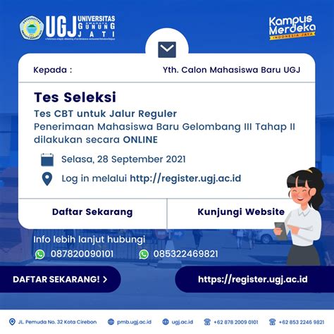 Pengumuman Pelaksanaan Tes Seleksi Penerimaan Mahasiswa Baru UGJ Jalur