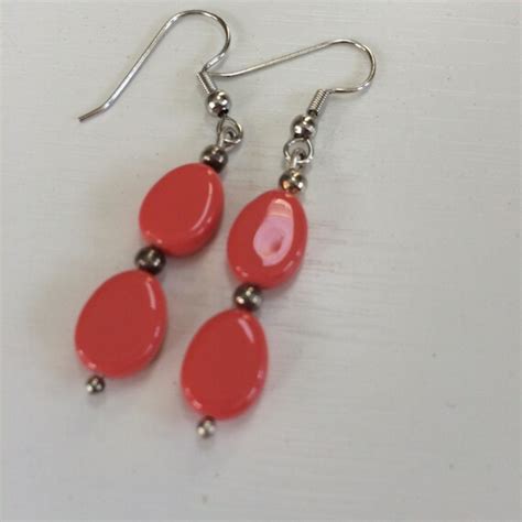 Coral Glass Bead Earrings By Madebymargie On Etsy