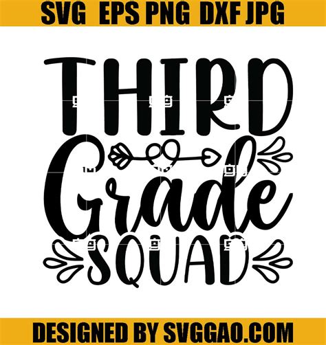 Third Grade Squad Svg 3 Grade Svg Teach Svg School Svg