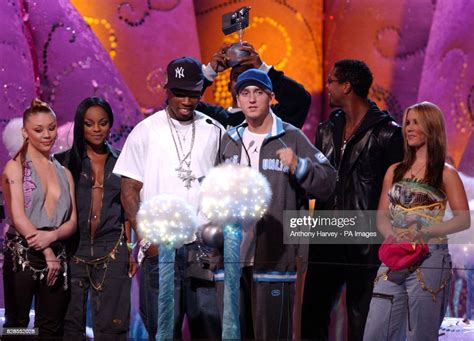 Enimem And The Sugababes On Stage During The Mtv Europe Music Awards