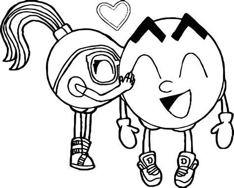 Pacman X Cylindria Kiss Coloring Page | Wecoloringpage.com