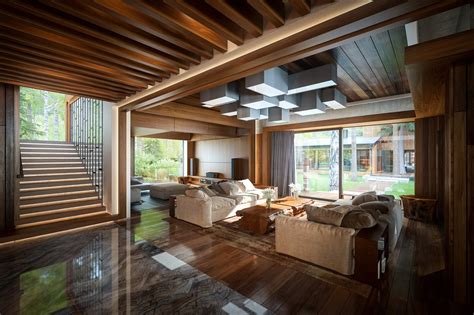 Heating, ventilating & air conditioning service in nigrán. Eco-house in pine forest - living room on Behance