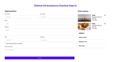 Tailwind Css Simple Ecommerce Checkout Page Ui Example