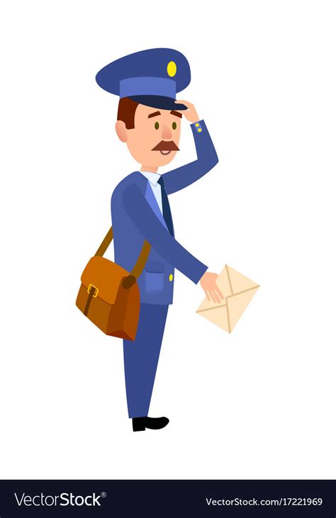 Postman Delivering Letter Isolated Cartoon Vector Image