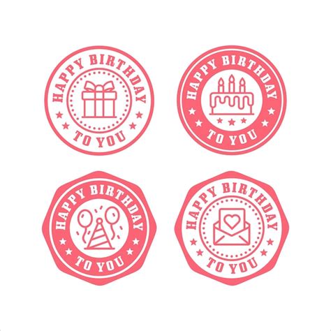 Premium Vector Happy Birthday Stamps Design Logo Collection