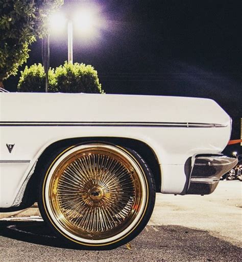White and Gold. | Rims for cars, Vintage cars, Donk cars