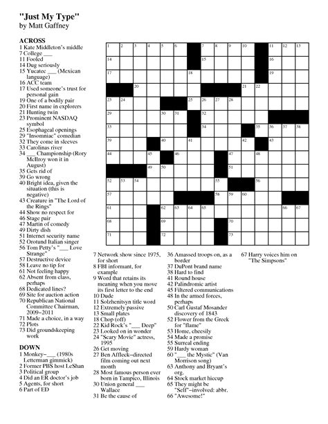 Free Printable Crosswords Puzzles