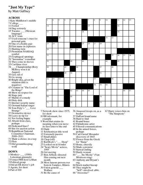 Daily Free Crossword Puzzles Printable