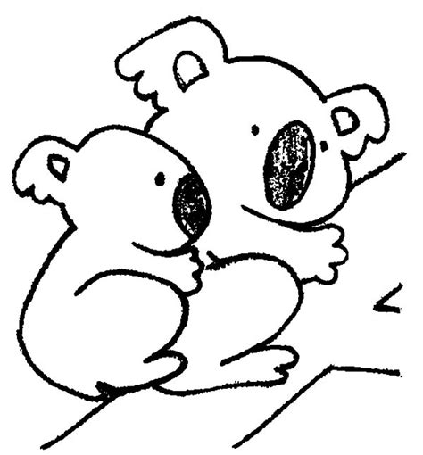 Cute koala bear coloring pages. Koala Bear Mom with Her Baby Coloring Page: Koala Bear Mom ...