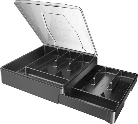 Kurberson Double Layer Silverware Tray With Lid Drawer Organizer For