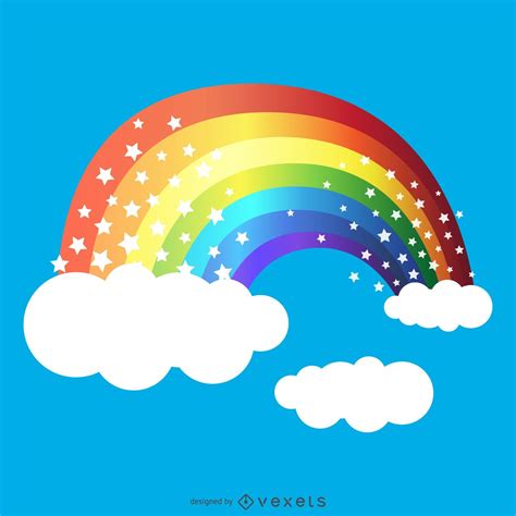 Rainbow Drawing With Stars Vector Download