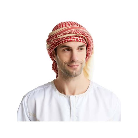 Lallc Men Muslim Hijab Scarf Turban Islamic Keffiyeh Arab Headwrap