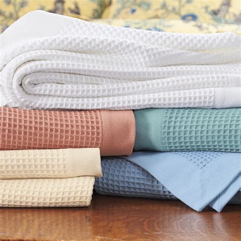 Gainsborough bamboo cotton blanket queen/king size. www.cuddledown.com 100% Cotton Hatteras waffle-weave ...
