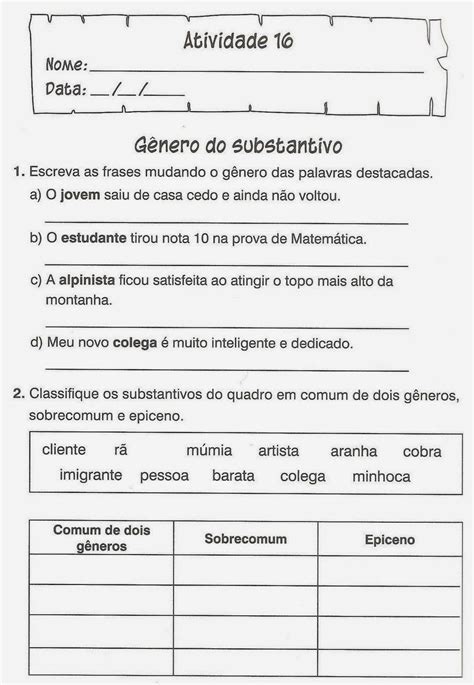 Atividade Numero Do Substantivo 4 Ano