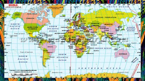 World Map With The Equator Marked