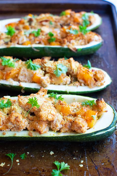 You can definitely go back for seconds on this. Healthy Vegan Tofu Stuffed Zucchini Boats - Oil Free Vegan ...