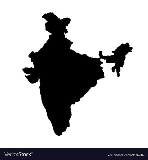 Map India Isolated Black Royalty Free Vector Image