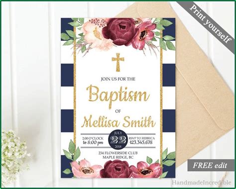 Baptism Invitation Template Canva Template 1 Resume Examples
