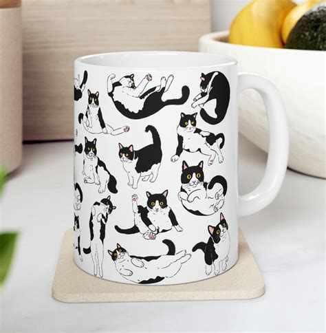 Black And White Tuxedo Cat Coffee Mug 11oz And 15oz Cat Mugs Tuxedo Cat