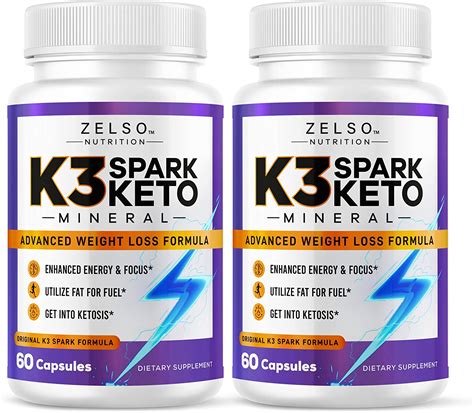 2 Pack K3 Spark Mineral Pills By Zelso Nutrition Advanced K3spark Pill Formula For Men And