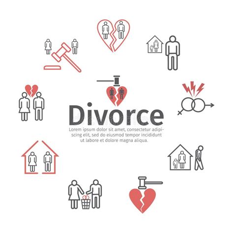 Divorce Line Icons Vector Signs For Web Graphics Stock Vector