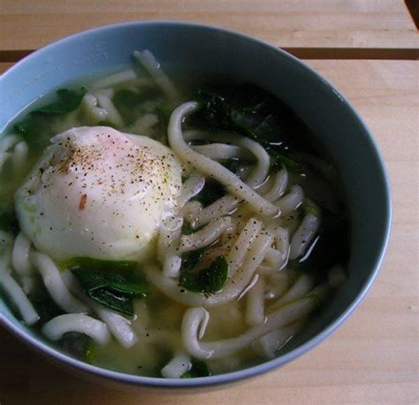 Once all the egg mixture has been added to the broth, add in the spinach and cook until it's slightly wilted. An idea, more than a recipe: udon noodle soup with spinach ...