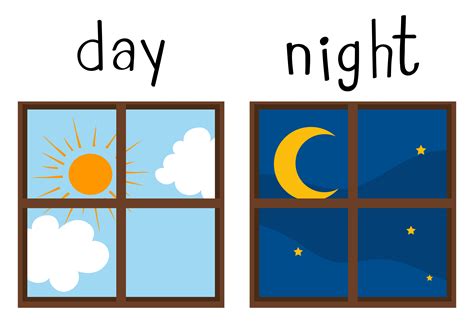 Opposite Wordcard For Day And Night Download Free Vectors Clipart