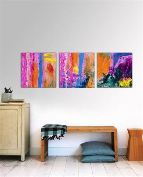 Colorful Abstract Gallery Art Triptych Wall Art Acrylic Etsy