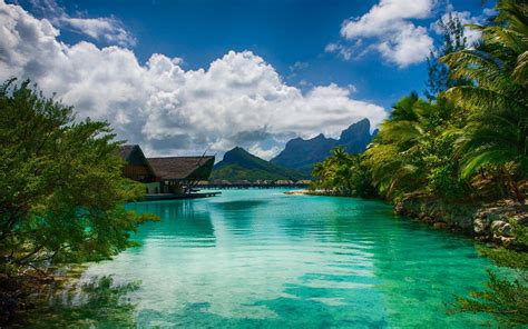 Fond Décran 1920 X 1200 Px Plage Bora Bora Des Nuages Polynésie