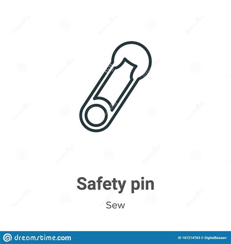 Safety Pin Outline Vector Icon Thin Line Black Safety Pin Icon Flat