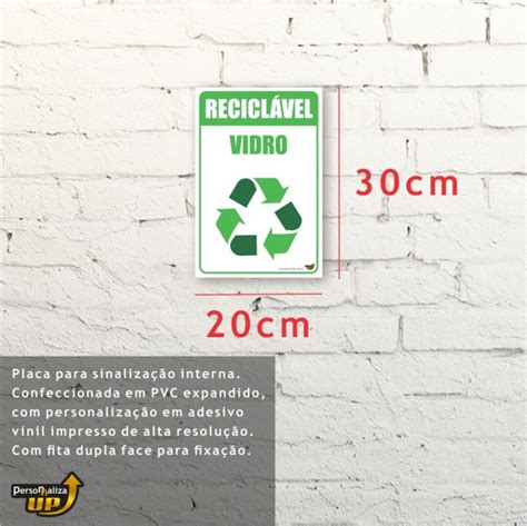 Placa Reciclagem Vidro Tamanho 20 X 30cm Up Curitiba