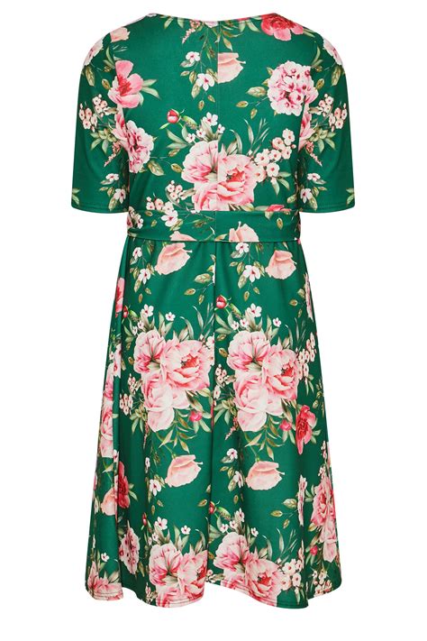yours london plus size green floral square neck dress yours clothing