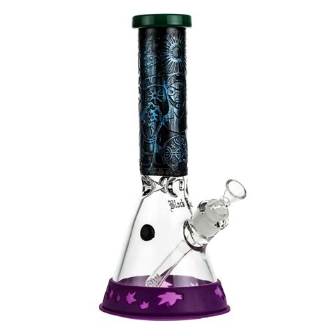 Black Leaf Decepticlone Beaker Ice Bong with Silicone Base Cover ...