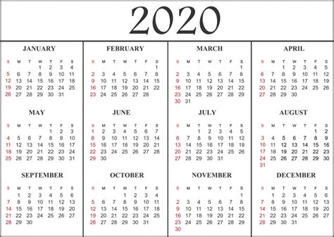 Calendar templates in ms word, ms excel and pdf format. Yearly 2020 Printable Calendar Templates - PDF, Word ...