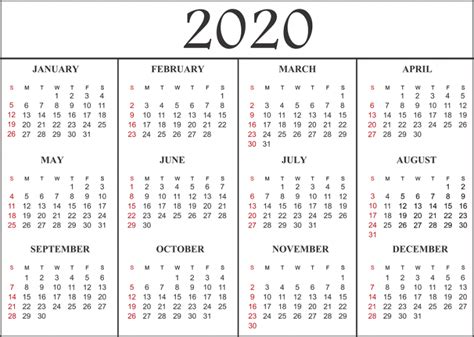 Get the two free editable 2020 calendar in word templates! Yearly 2020 Printable Calendar Templates - PDF, Word ...