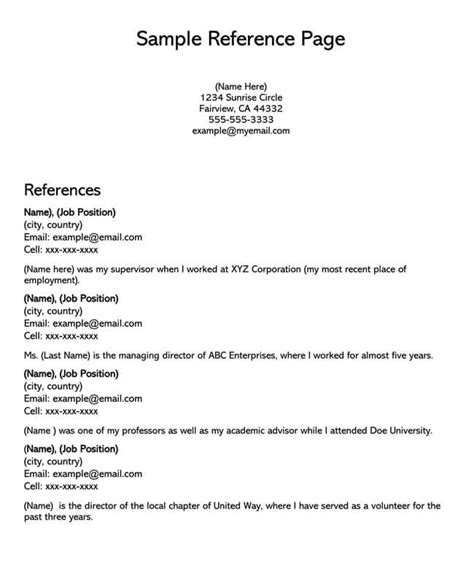 25 Free Reference Page Sheet Templates Word Pdf