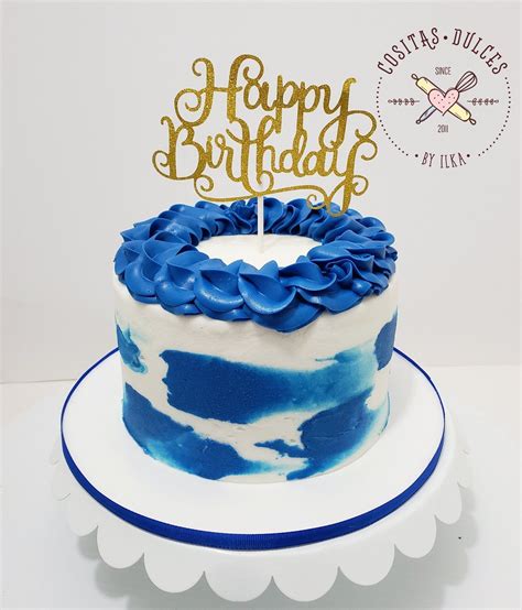 Blue Buttercream Cake Birthday Cake For Him Birthday Cake For Brother Round Birthday Cakes