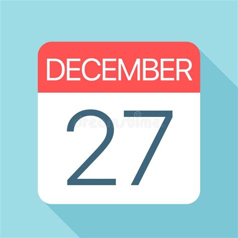 December 27 Calendar Icon Vector Illustration Of One Day Of Month