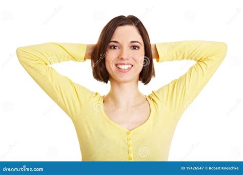 Woman Crossing Arms Behind Her Head Stock Image Image Of Student