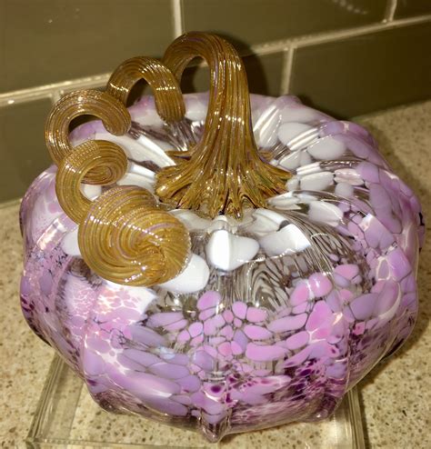 Walker Bowes purple and white glass pumpkin | Glass pumpkins, Glass