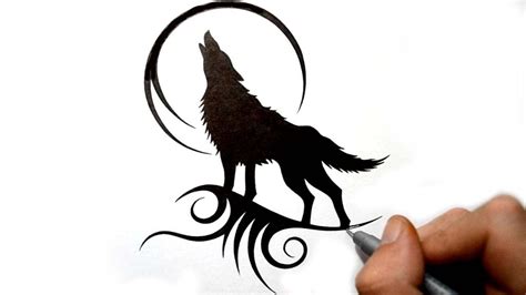 Drawing A Howling Wolf Silhouette Black Tribal Tattoo Design Youtube