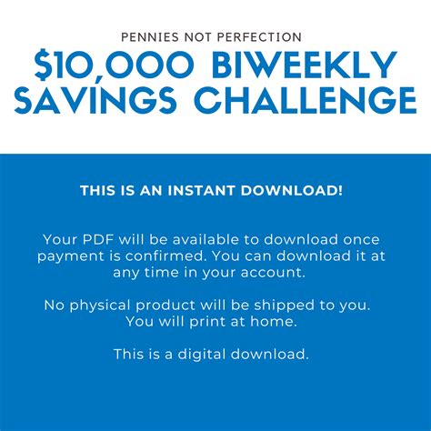 $10,000 Biweekly Savings Challenge Printable (Save $10,000 In One Year