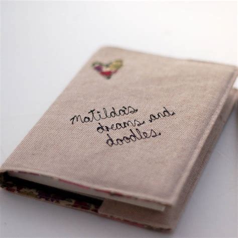 Personalised Embroidered Linen Notebook By Handmade At Poshyarns